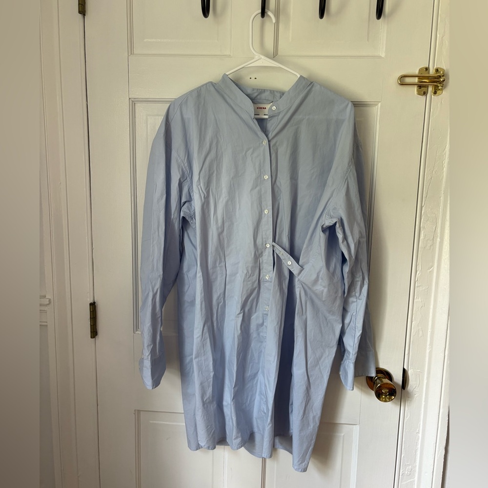 Xirena Mills Long Sleeve Mini Dress in Light Blue, Women’s Size Large (L)